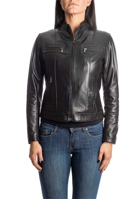 Black zip leather jacket PK BY PASKAL | 327NAPPA-NERO